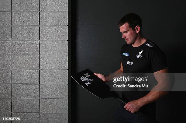 Joseph Sullivan poses following a press conference to announce the New Zealand 2012 rowing team at Lake Karapiro on March 2, 2012 in Cambridge, New...