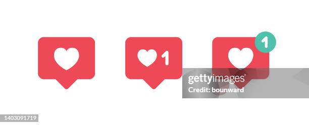 illustrazioni stock, clip art, cartoni animati e icone di tendenza di notifica come icone del cuore del pulsante - simbolo-di-cuore