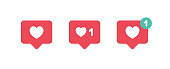Notification Like Button Heart Icons