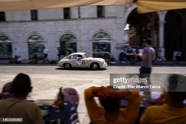 Porsche 356 A 1500 GS Carrera from 1956 is driven by Hans Hulsbergen and Co driver Christian Geistdoerfer during the 1000 Miglia Historical Race on...