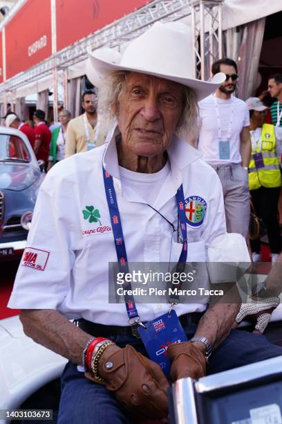 Former Italian pilot Arturo Merzario poses during the 1000 Miglia Historical Race on June 15, 2022 in Brescia, Italy.