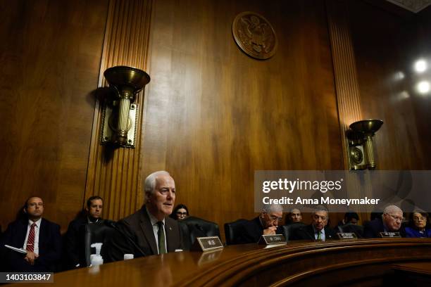 Sen. John Cornyn speaks during a hearing on "Protecting America’s Children From Gun Violence" with the Senate Judiciary Committee at the U.S. Capitol...