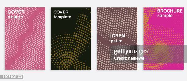 stockillustraties, clipart, cartoons en iconen met vector half tone dots minimalistic cover design templates set of layouts for covers books albums notebooks reports collection,toned image abstract backgrounds - bias line