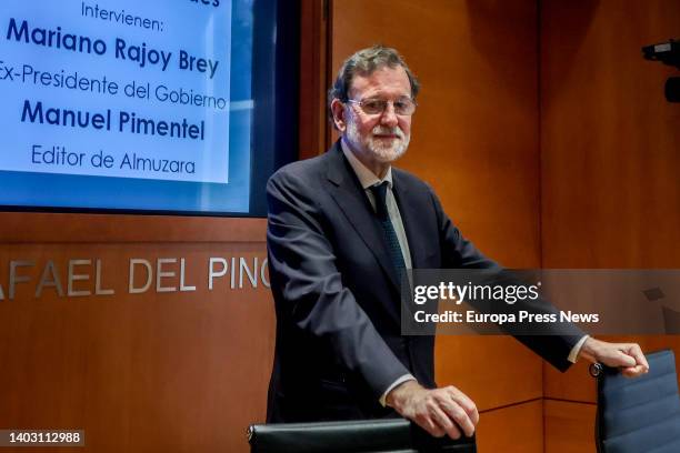 The former Prime Minister of Spain Mariano during the presentation of the book 'Testigo de un tiempo' by Luis de Grandes, Member of the European...