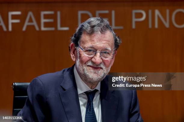 The former Prime Minister of Spain, Mariano Rajoy, speaks during the presentation of the book 'Testigo de un tiempo' by Luis de Grandes, Member of...