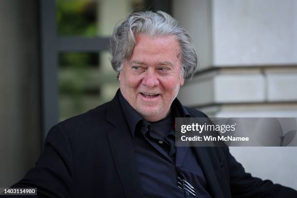 Steve Bannon, advisor to former President Donald Trump, departs the E. Barrett Prettyman U.S. Courthouse on June 15, 2022 in Washington, DC. Bannon...