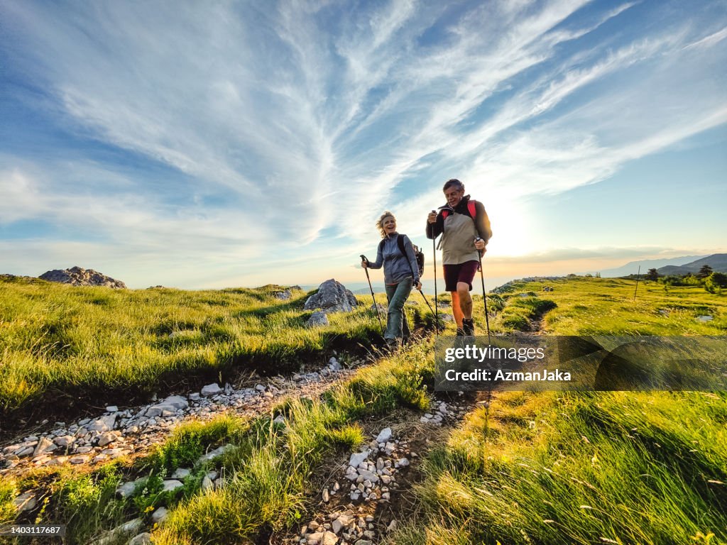 Two Seniors Hiking and Walking Off The Beaten Path