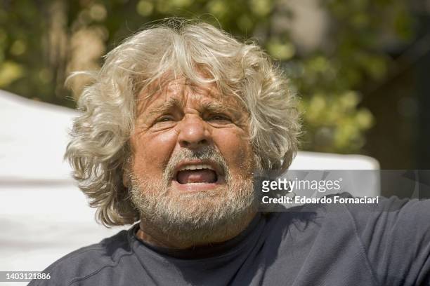 Beppe Grillo, founder of Movimento 5 Stelle, during a political demonstration. September 22, 2012.