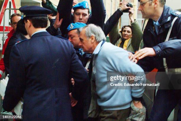 Calisto Tanzi Italian businessman, being hospitalized during the Parmalat bankruptcy trial. February 18, 2004.