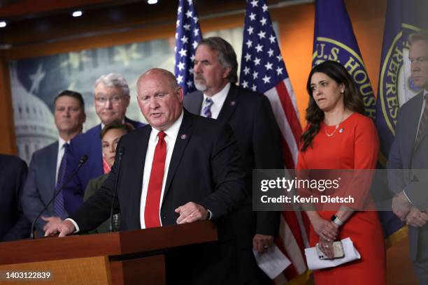 Rep. Glenn Thompson joined by fellow House Republicans speaks at a press conference to discuss a Republican agriculture plan, at the U.S. Capitol on...