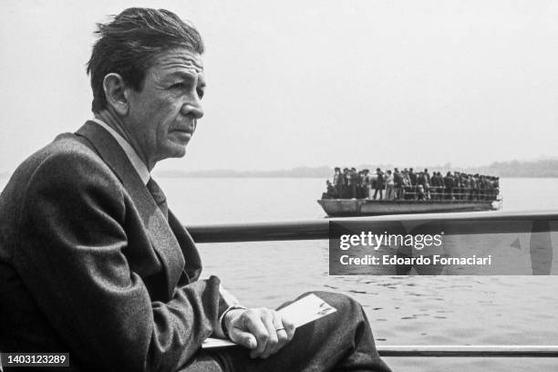 Enrico Berlinguer, Italian politician, Secretary General of Italian Communist Party, on the boat. March 01, 1980.