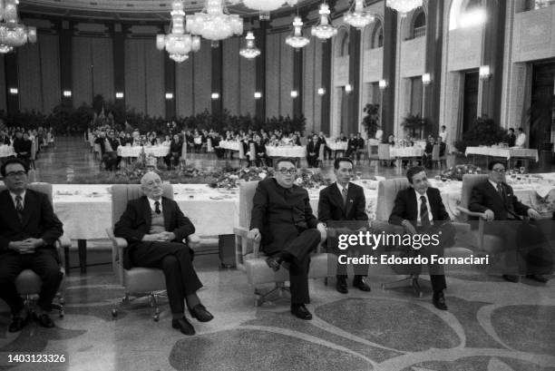 The General Secratary of the Italian Communist Party, Enrico Berlinguer, visited North Korea. Enrico Berlinguer wth Kim Il Sung during a gala dinner...