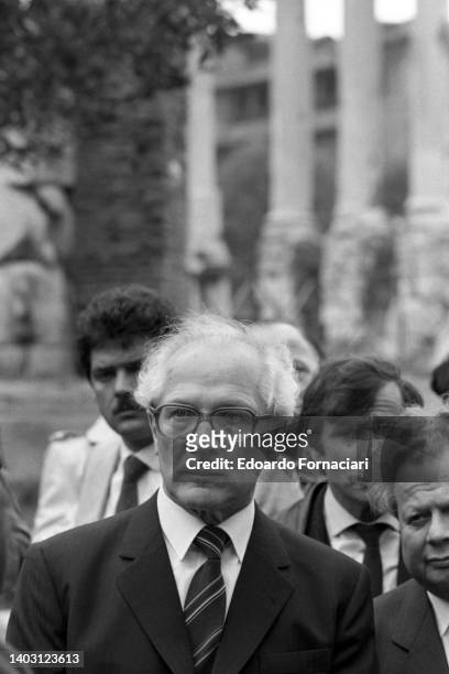 President of the German Democratic Republic Erich Honecker on an official visit in Foro Romano. April 23, 1985.