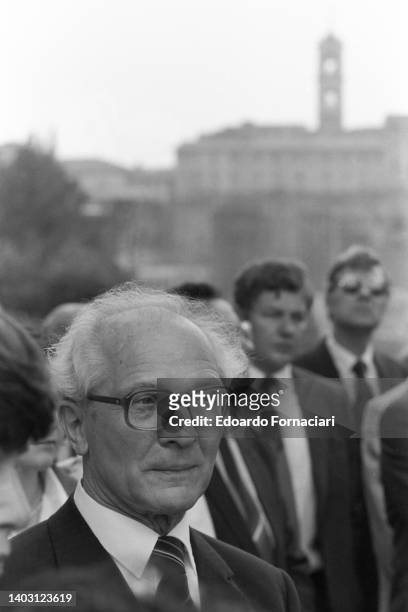 President of the German Democratic Republic Erich Honecker on an official visit. April 23, 1985.
