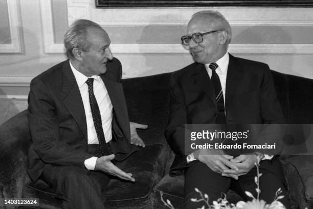 President of the German Democratic Republic Erich Honecker on an official visit in Foro Romano. April 23, 1985.