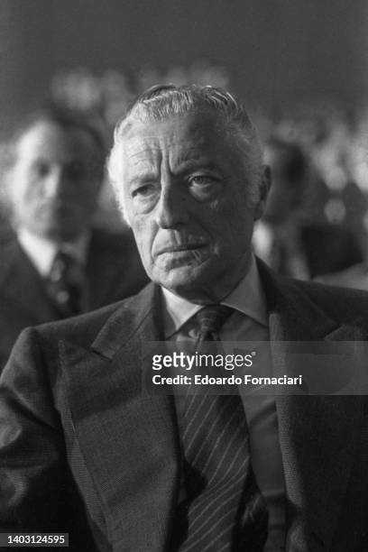 Gianni Agnelli, president of the italian car manifacture FIAT during a Confindustria meeting. May 10, 1977.