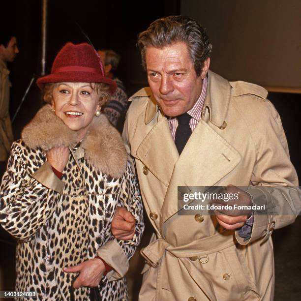 Giulietta Masina and Marcello Mastroianni during the filming of 'Ginger and Fred' February 15, 1985