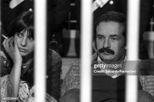 Valerio Morucci one of the murderers of Aldo Moro with his fiance Adriana Faranda. January 24, 1983.