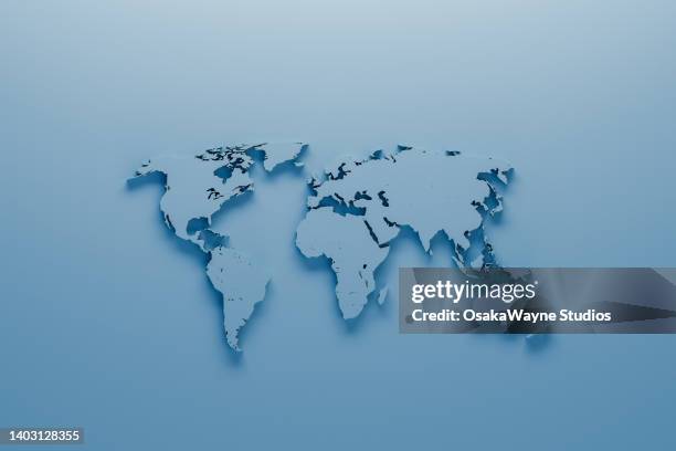 world map with shaded outlines of continents - globe usa stock pictures, royalty-free photos & images