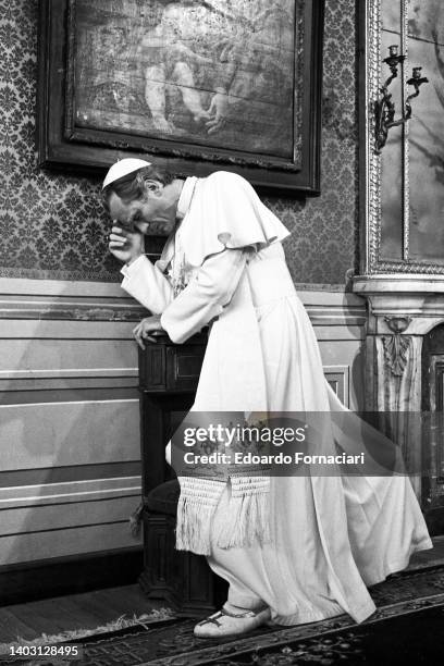 Photographs of scenes from the film 'Death in the Vatican' by Marcello Aliprandi with Terence Stamp, famous British actor. The film is loosely based...