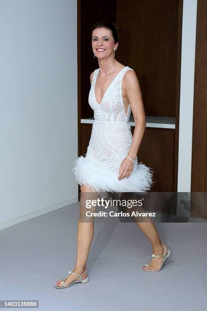 Nuria March attends a photocall for Albarino Mar de Frades at The Edition Hotel on June 15, 2022 in Madrid, Spain.