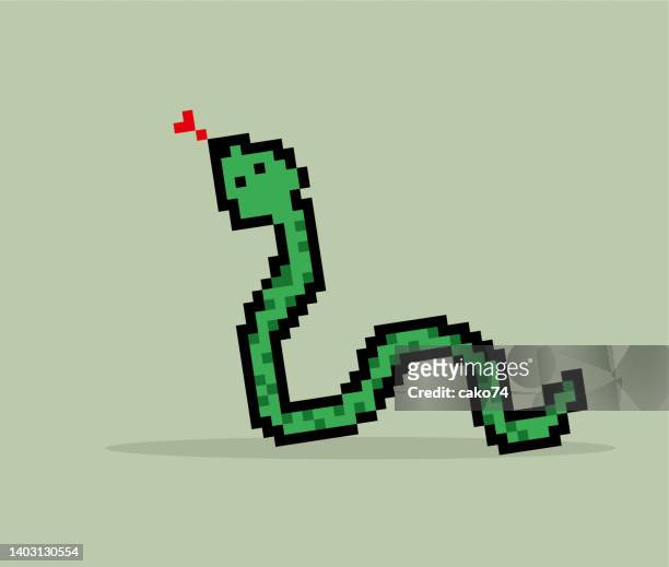 pixel art green snake - cobra snake stock illustrations