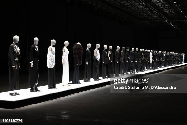 General view of Ann Demeulemeester fashion installartion at Stazione Leopolda during Pitti Immagine Uomo 102 on June 15, 2022 in Florence, Italy.