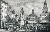 The Stocks Market Site of The Mansion House London street - built in 13th century until mid 18th century