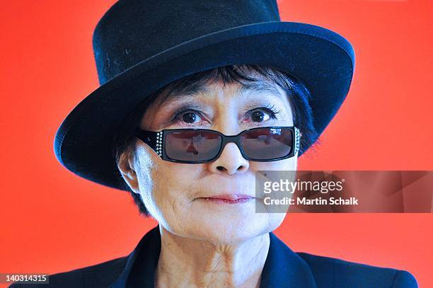 American-Japanese avantgarde artist and peace activist Yoko Ono attends a press conference at Hotel Sacher after being awarded the Euro 20.000 Oskar...