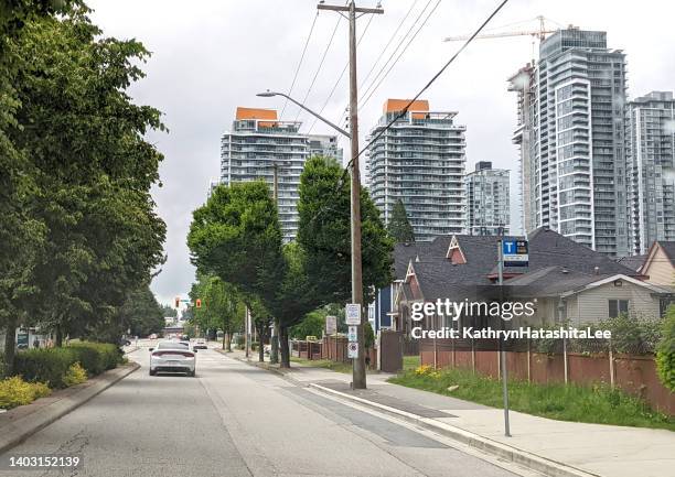 residential neighborhood on 104th avenue in surrey, canada - surrey british columbia stock pictures, royalty-free photos & images