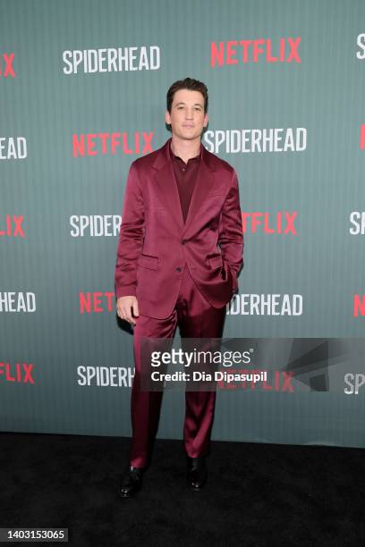 Miles Teller attends Netflix's "Spiderhead" New York Screening at Paris Theater on June 15, 2022 in New York City.