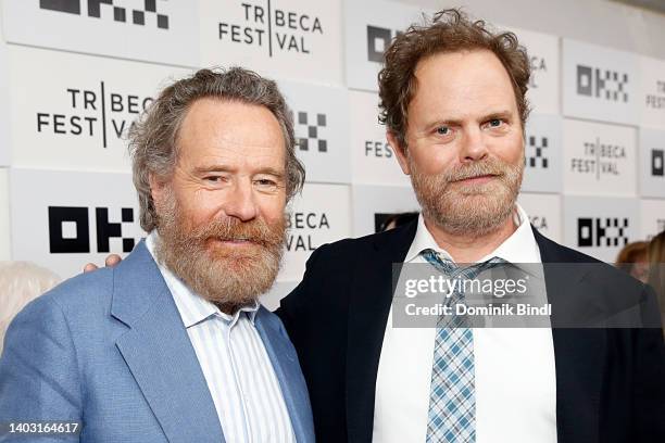 Bryan Cranston and Rainn Wilson attend "Jerry & Marge Go Large" premiere during the 2022 Tribeca Festival at BMCC Tribeca PAC on June 15, 2022 in New...