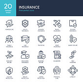 INSURANCE - Set of thin line icon vector