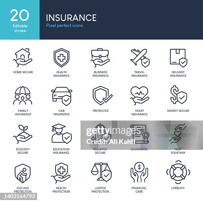 INSURANCE - Set of thin line icon vector INSURANCE - Set of thin line icon vector