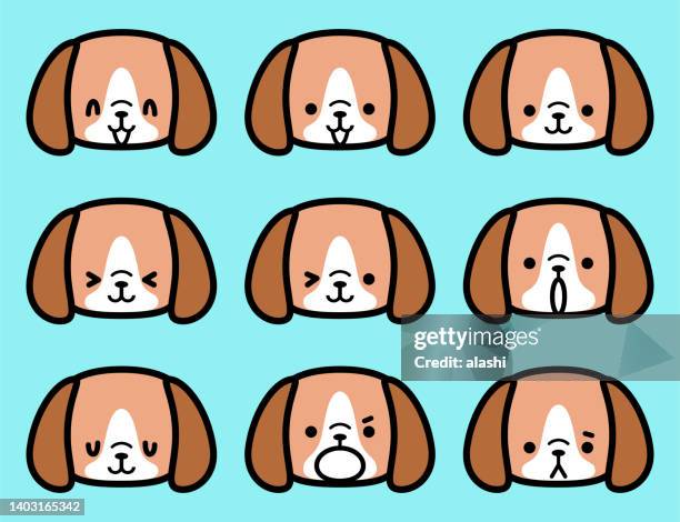 cute facial expression icon of the beagle - chinese new year dog stock illustrations