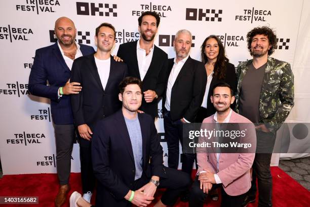 Mike Rabil, Paul Rabil, Matt Tolmach, Camille Maratchi, Dan Crane, Michael Doneger, and Philip Byron attends "Fate Of A Sport" premiere during the...