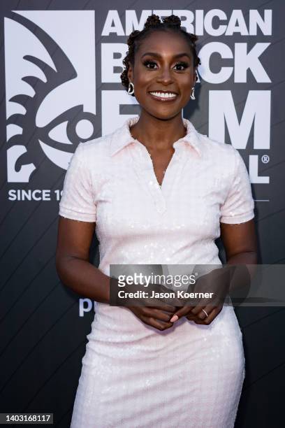 Issa Rae attends the opening night premiere of "Civil" at the 2022 American Black Film Festival at New World Center on June 15, 2022 in Miami Beach,...