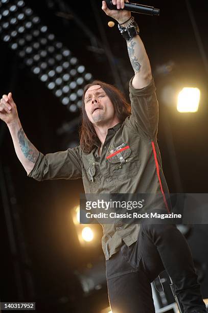 Myles Kennedy performing with Slash live on stage at High Voltage Festival on July 23, 2011 in London.