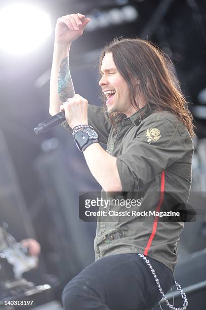 Myles Kennedy performing with Slash live on stage at High Voltage Festival on July 23, 2011 in London.
