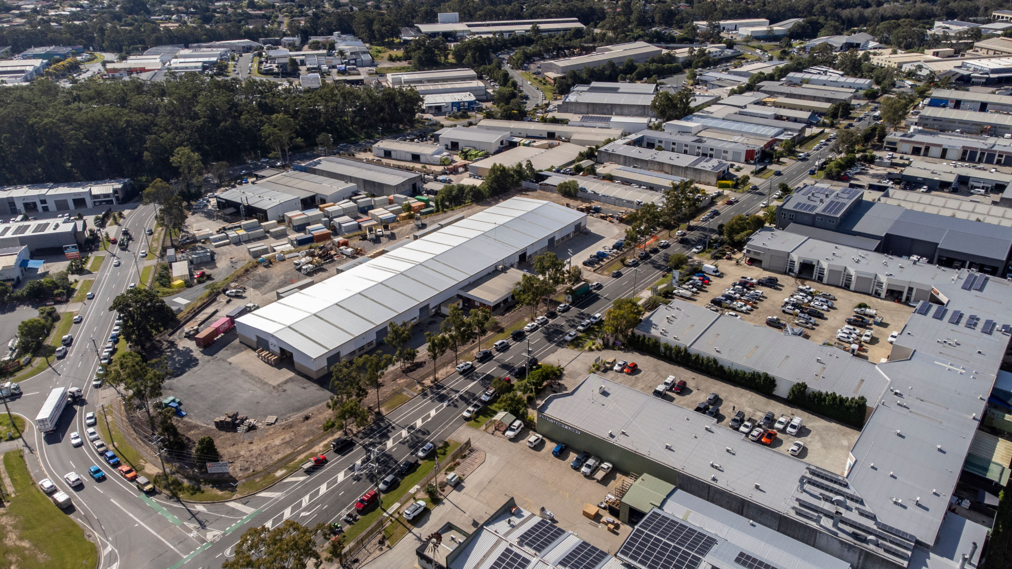 Drone view of Australian light industrial area Drone view of Australian light industrial area