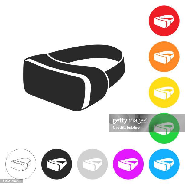 virtual reality headset - vr. icon on colorful buttons - virtual games icons stock illustrations