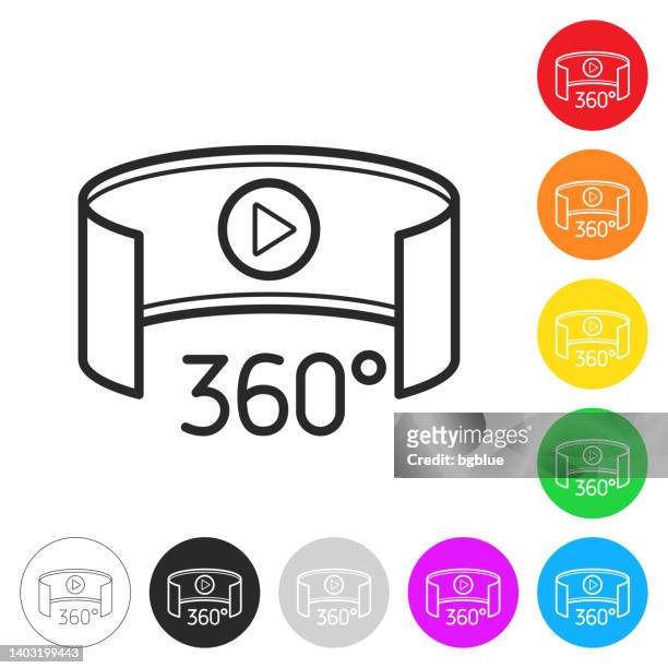 360 degree view - virtual reality. icon on colorful buttons - 360 度景象 幅插畫檔、美工圖案、卡通及圖標