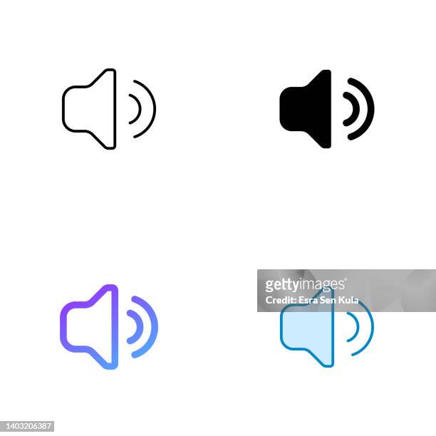 sound icon design in four style with editable stroke. line, solid, flat line and color gradient line. suitable for web page, mobile app, ui, ux and gui design. - audio equipment stock illustrations