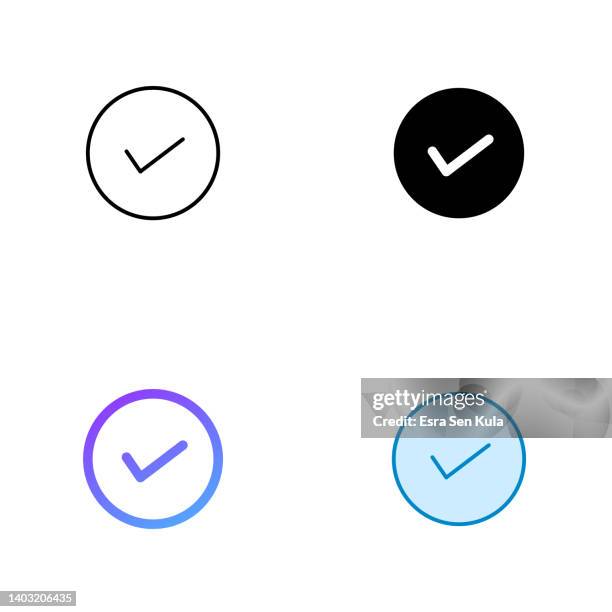approve icon design in four style with editable stroke. line, solid, flat line and color gradient line. suitable for web page, mobile app, ui, ux and gui design. - receiving check stock illustrations