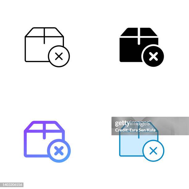 order rejected icon design in four style with editable stroke. line, solid, flat line and color gradient line. suitable for web page, mobile app, ui, ux and gui design. - order cancellation stock illustrations