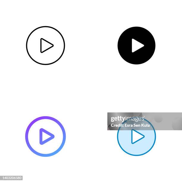 video player icon design in four style with editable stroke. line, solid, flat line and color gradient line. suitable for web page, mobile app, ui, ux and gui design. - vcr 幅插畫檔、美工圖案、卡通及圖標