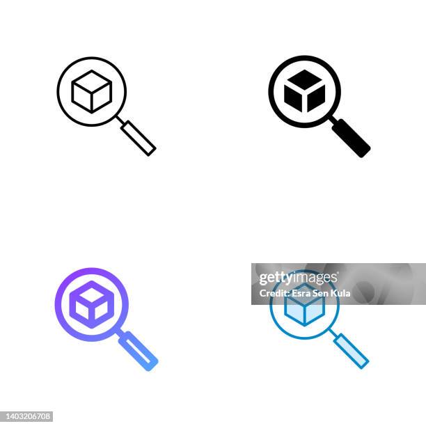 product search icon design in four style with editable stroke. line, solid, flat line and color gradient line. suitable for web page, mobile app, ui, ux and gui design. - parcel tracking stock illustrations