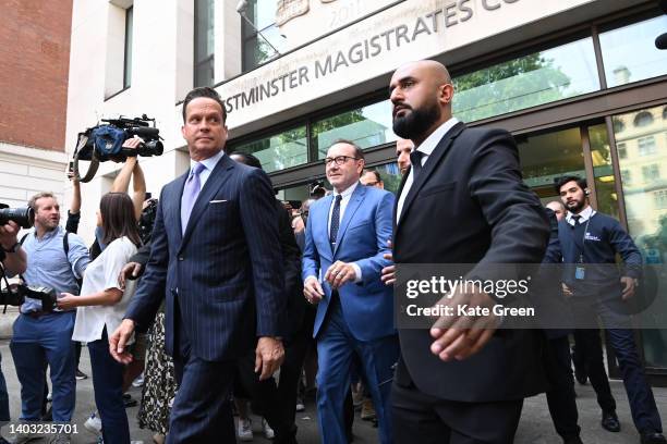 Actor Kevin Spacey leaves Westminster Magistrates' Court on June 16, 2022 in London, England. The Hollywood actor faces four counts of sexual assault...