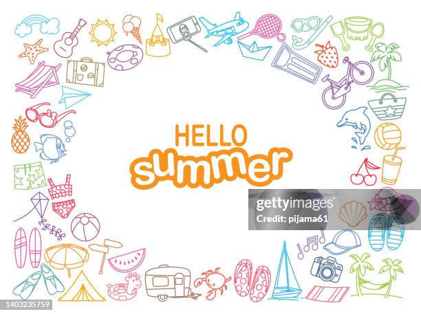 seamless pattern with summer holiday elements - hammock stock illustrations
