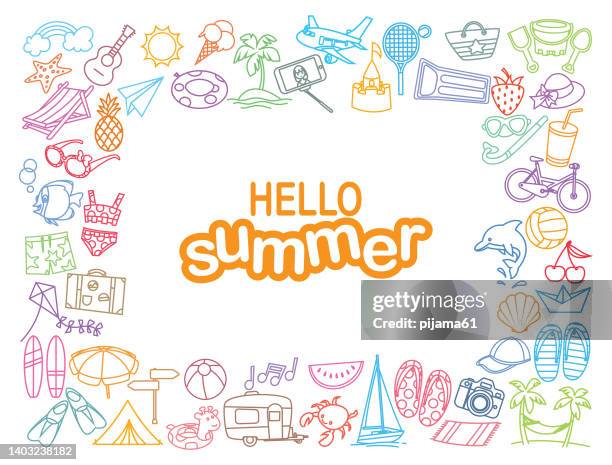 seamless pattern with summer holiday elements - hammock stock illustrations
